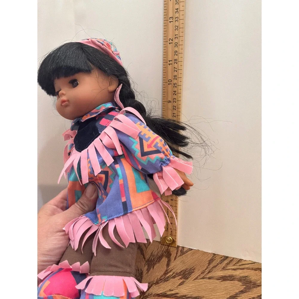 Vintage 90s Gi-Go Toys Southwestern Fringe Soft Body Doll 12‎ Inch Purple Pink